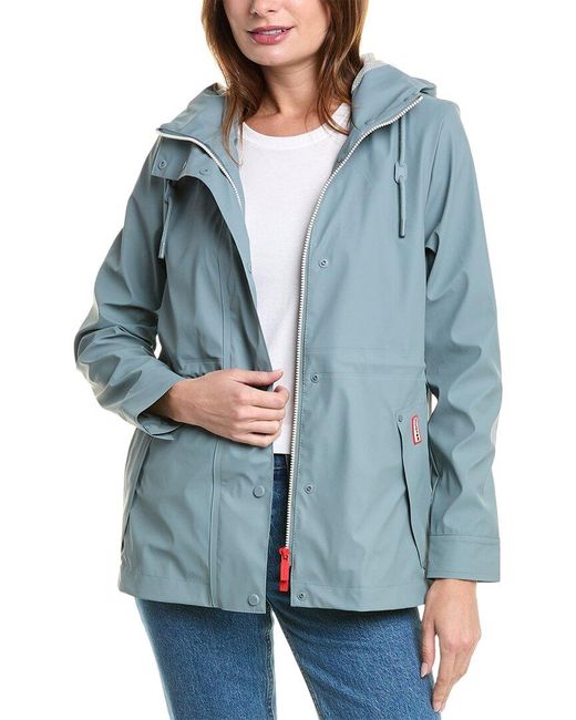 Hunter Blue Abbey Short Rubberized Rain Jacket