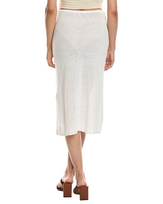 Onia White Linen Knit Low Rise Midi Skirt