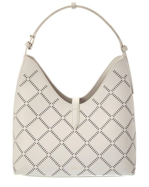 Furla Gray Goccia Medium Leather Hobo Bag
