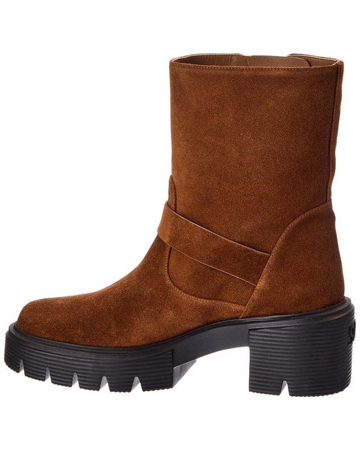 Stuart Weitzman Brown Soho Moto Suede Bootie