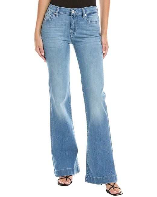 7 For All Mankind Blue Dojo Ideal Slim Evolution Flare Leg Trouser Jean