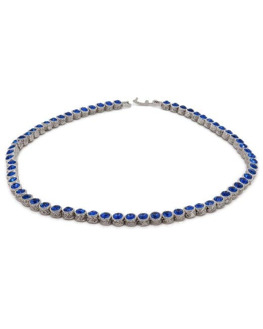 Ebru Jewelry Blue Plated Cz Tennis Necklace