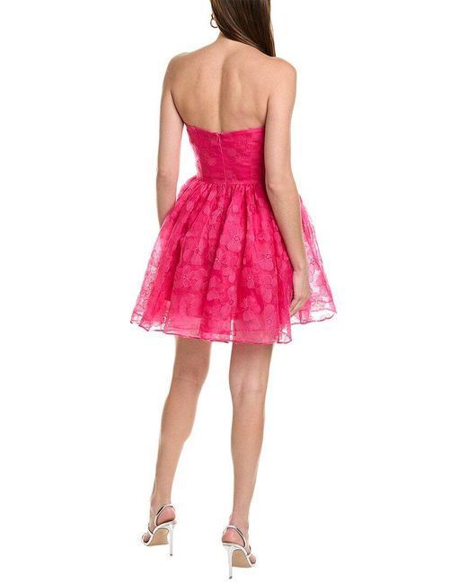 ML Monique Lhuillier Pink Organza Mini Dress