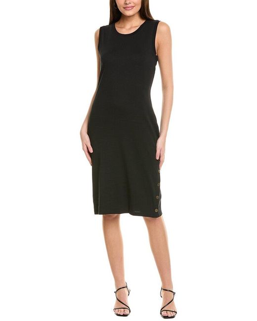 Karl Lagerfeld Black Patch Button Midi Dress