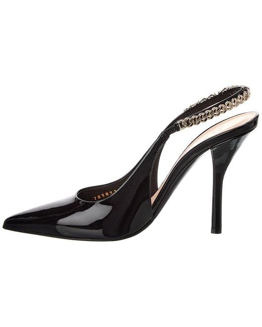 Gucci Black Signoria Leather Slingback Pump