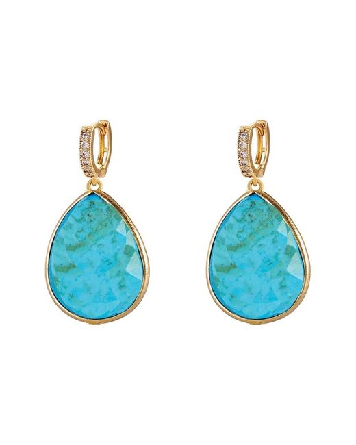 Liv Oliver Blue 18k Plated 28.00 Ct. Tw. Turquoise Cz Drop Earrings