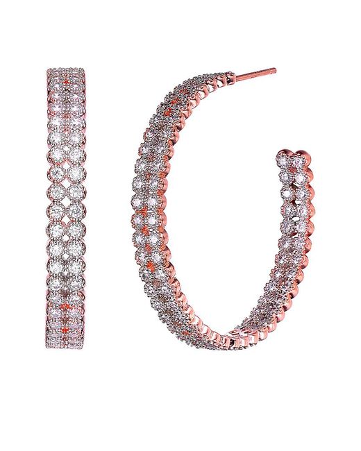 Genevive Jewelry Pink 14K Over Cz Hoop Earrings