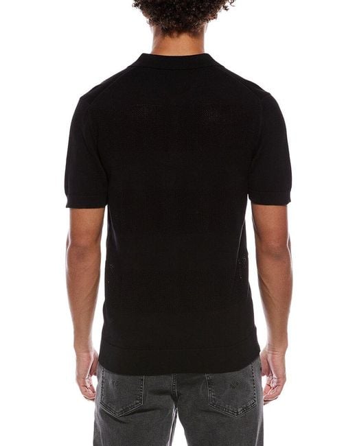 Karl Lagerfeld Black Knit Striped Polo Shirt for men