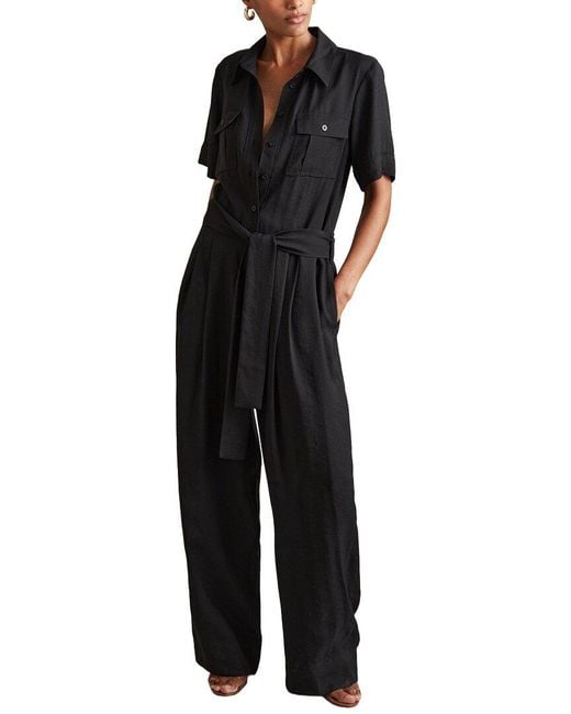 Reiss Black Joanie Utility Jumpsuit