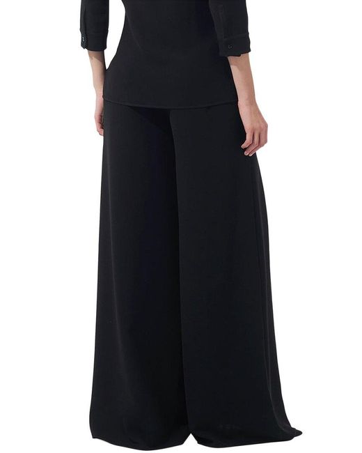 Carolina Herrera Black High-Waist Wide Leg Pleated Pant