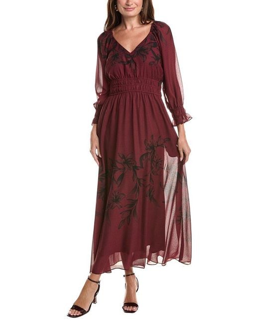 Taylor Red Long Sleeve Midi Dress