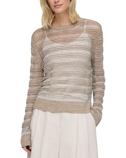 Lafayette 148 New York Natural Lace & Ottoman Stitch Linen & Silk-Blend Pullover