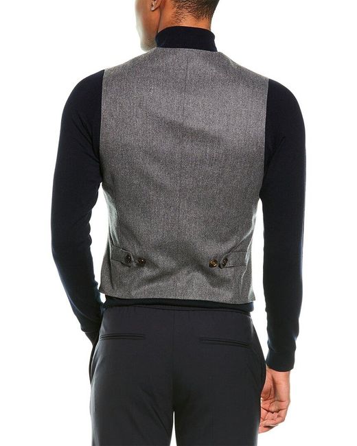 Brunello Cucinelli Gray Wool, Silk, & Cashmere-blend Vest for men