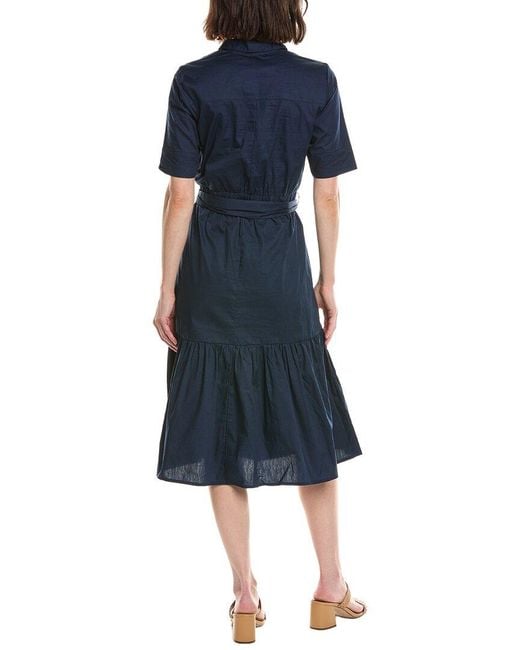 Stella Parker Blue Nicolette Drop Waist Midi Shirtdress