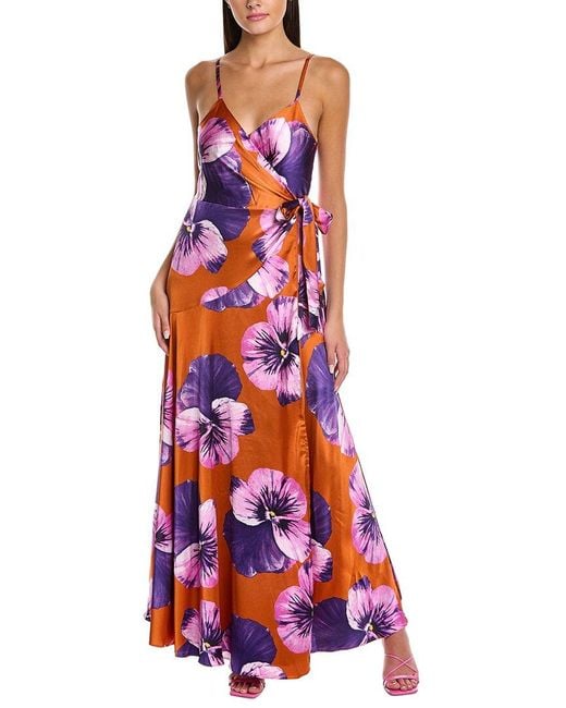 Hutch Satin Alden Maxi Wrap Dress in Brown Save 1 Lyst