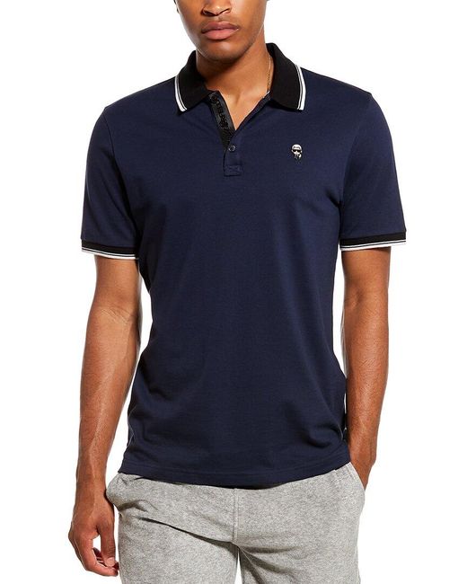 Karl Lagerfeld Core Karl Head Polo Shirt in Blue for Men | Lyst