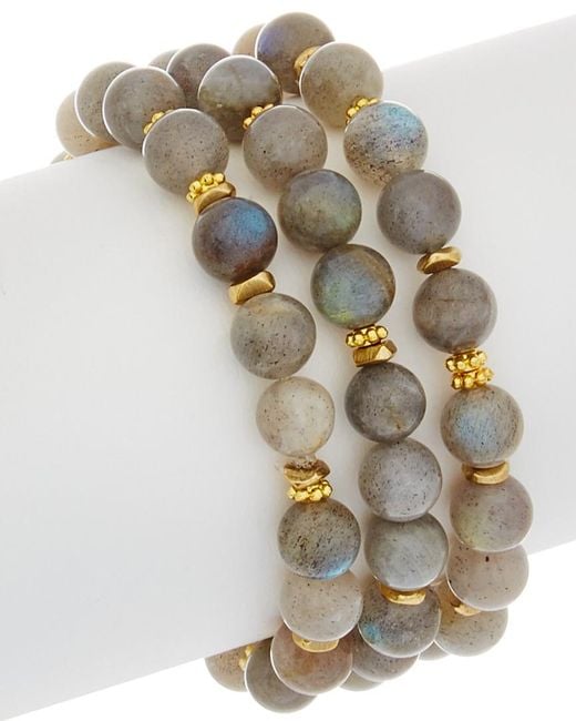 Rachel Reinhardt Jewelry Multicolor Labradorite & Crystal Set Of 3 Stretch Bracelets