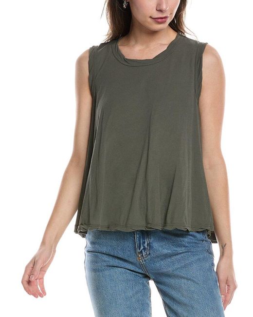 James Perse Green Fine Gauge A-Line Shell Top