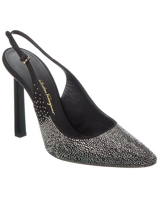 Ferragamo Black Jessie Suede Pump