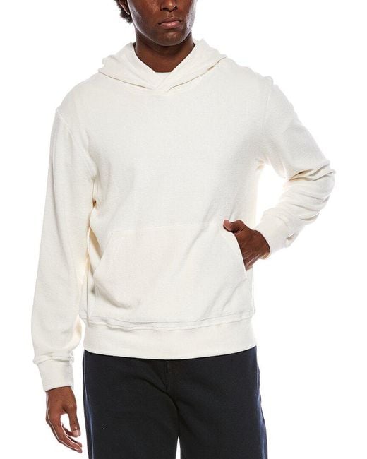 Isaia White Silk-Blend Terry Hoodie for men