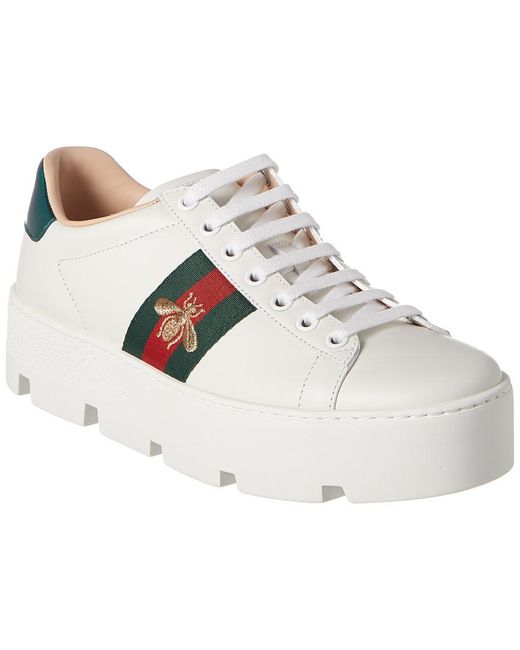 Gucci Multicolor Ace Embroidered Leather Platform Sneaker