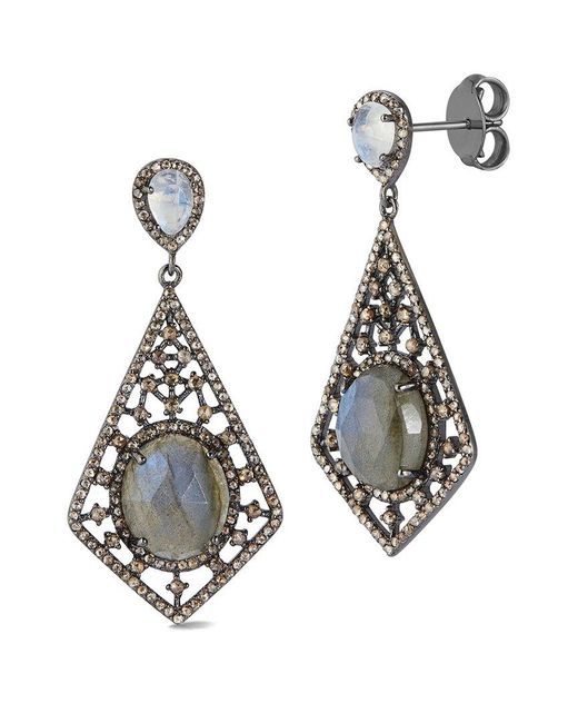 Banji Jewelry White Silver 2.24 Ct. Tw. Diamond & Gemstone Drop Earrings