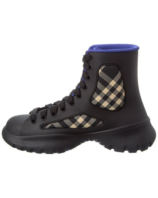 Burberry Black Boulder Lace-Up Rubber & Canvas Boot for men