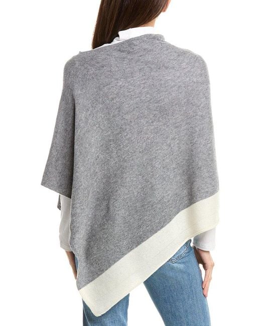 Forte Gray Border Stripe Cashmere Poncho