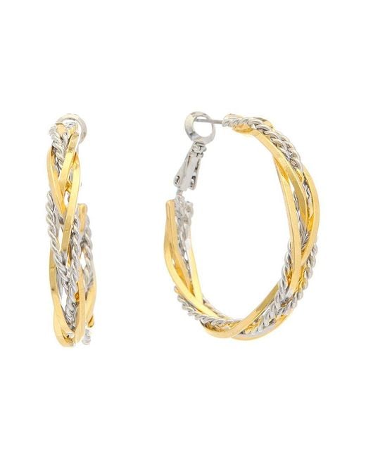 Juvell Metallic 18K Plated Braided Hoops