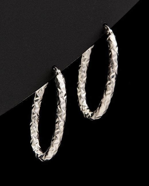 Italian Gold Black 14k Oval Hoops