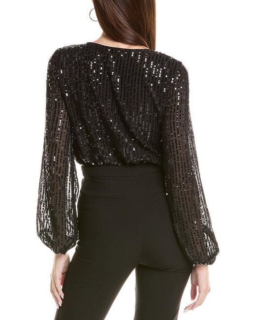 Bardot Black Sequin Wrap Bodysuit