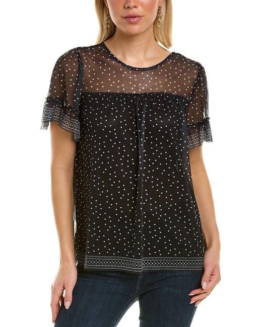 Max Studio Black Knit Mesh Top