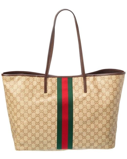 Gucci Natural Tribeca Large Gg Coated Canvas & Leather Tote