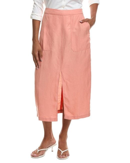 Reiss Pink Jacqueline Linen-Blend Skirt