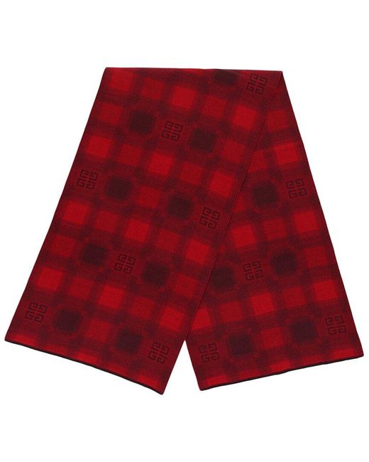 Givenchy Red Collegial Bonded Wool Scarf for men