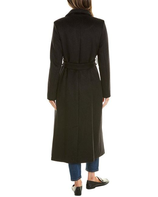 Kenneth Cole Black New York Belted Maxi Wool-blend Coat