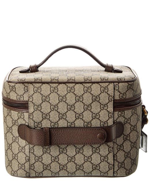 Gucci Brown Porter Medium Gg Supreme Canvas & Leather Travel Case