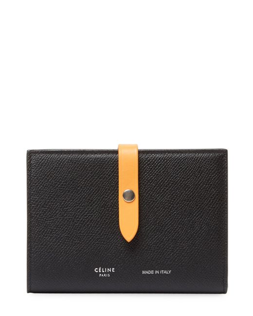 Celine Strap Medium Leather Multifunction Wallet in Black Lyst