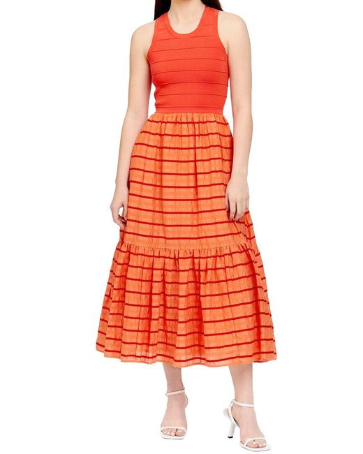 Tanya Taylor Orange Camila Midi Dress