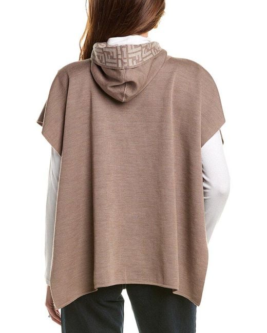 Fendi Brown Wool-Blend Poncho