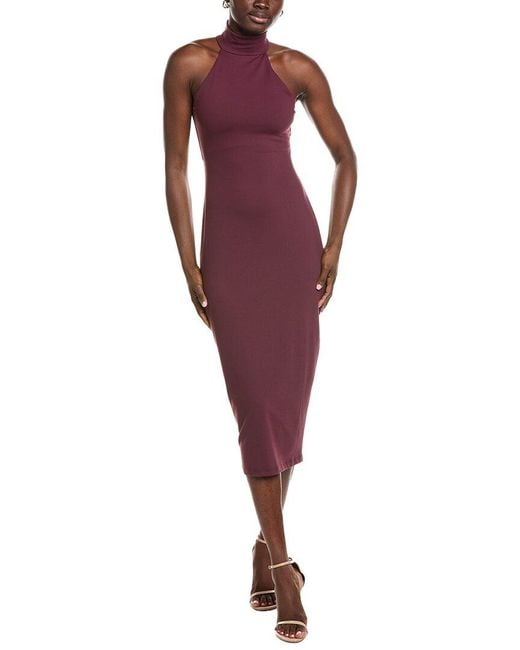 Susana Monaco Red Mock Neck Midi Dress