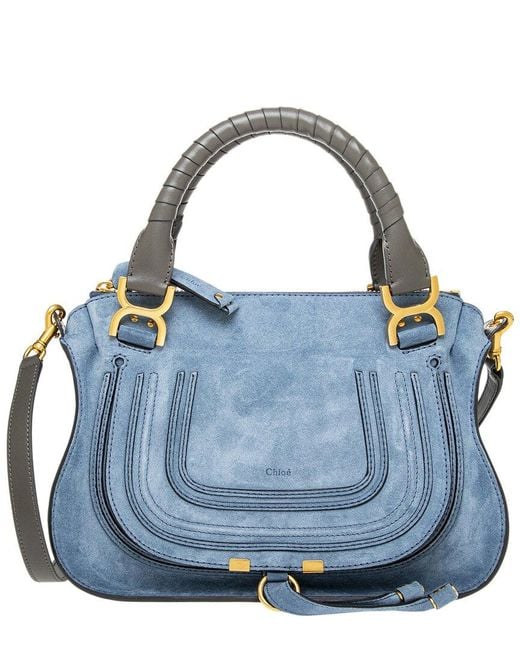 Chloé Blue Marcie Suede & Leather Bag