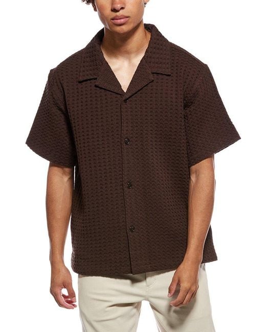 Karl Lagerfeld Brown Embroidered Dot Camp Shirt for men