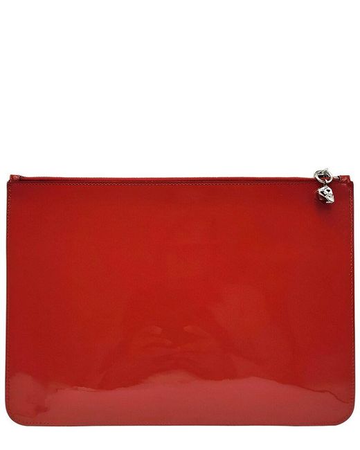 Alexander McQueen Red Skull Charm Leather Pouch