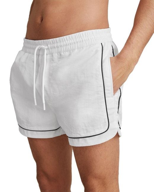 Reiss White Azure Drawstring Piped Short for men