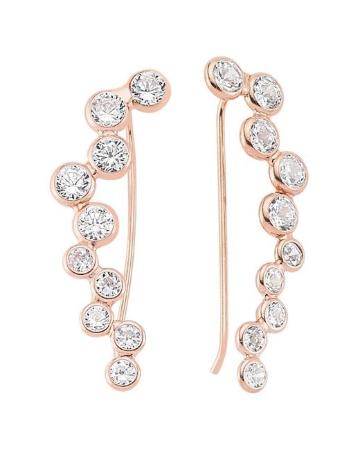 Amorium White 18k Rose Gold Vermeil Cz Bubble Ear Cuffs