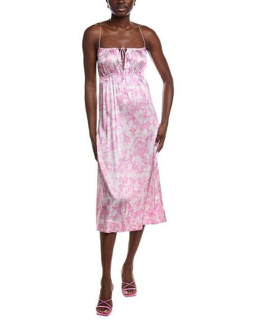 Ganni Pink Silk-blend Stretch Satin Slip Dress