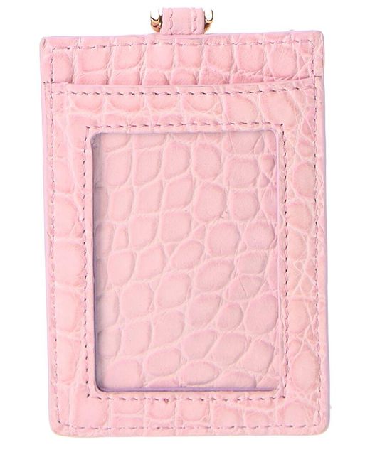 Versace Pink La Medusa Croc-embossed Leather Card Holder On Chain