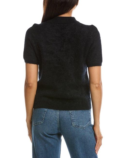 Rag & Bone Black Jada Brushed Cashmere Polo Sweater