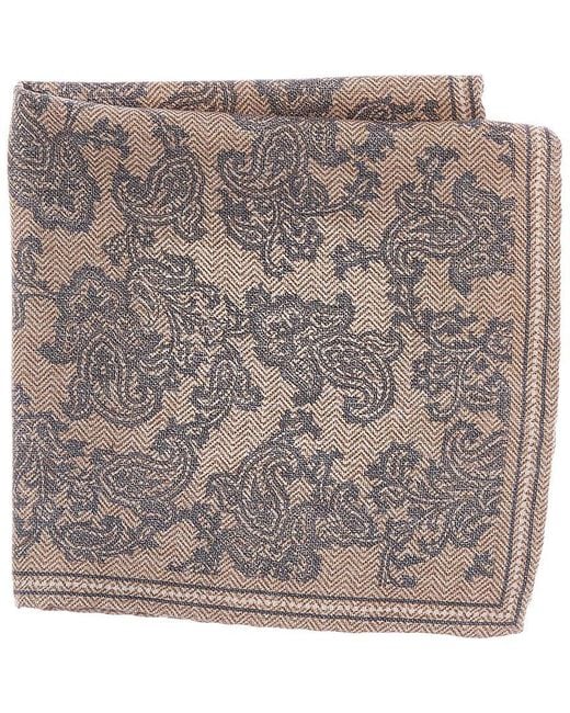 Brunello Cucinelli Gray Silk Pocket Square for men